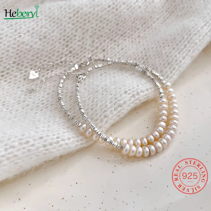 

925 Sterling Silver Real Natural Freshwater Pearl Bracelet Luxury Fashion Irregular Elegant Party Jewelry Gift for Women