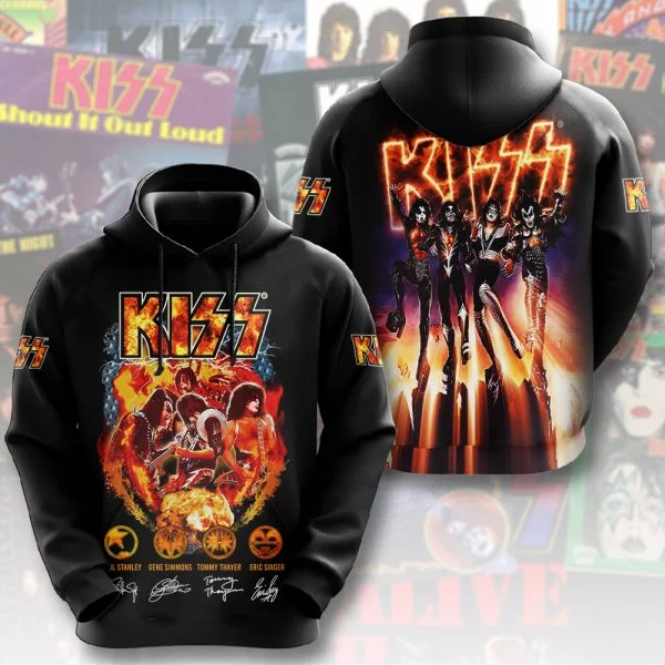 Rock Band Kiss Hoodies 3D Printing Men Women Hip Hop Oversized Pullover Hooded Sweatshirts Fashion Streetwear Man Tops Clothing