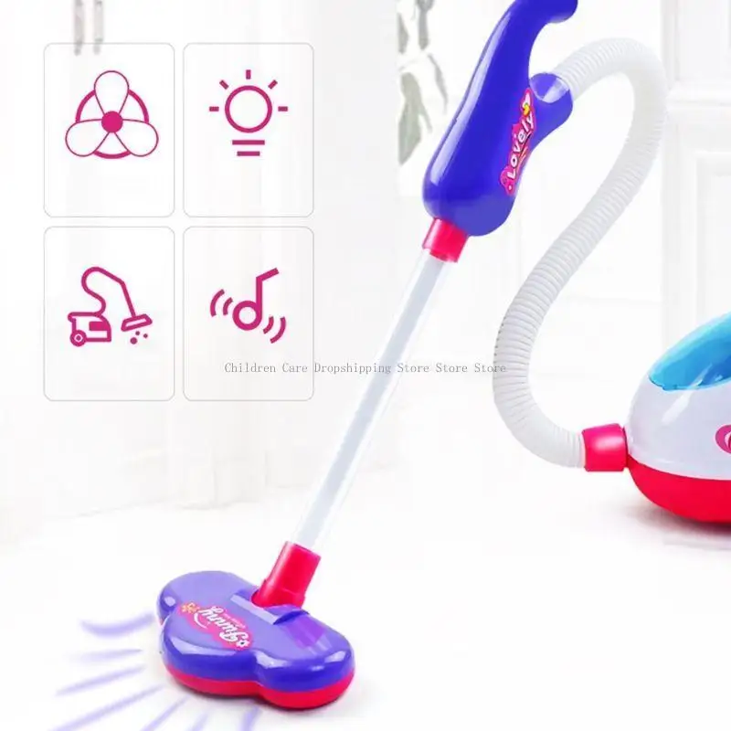 للعب منزل لعبة واقعية الكهربائية مكنسة كهربائية صغيرة محمولة متعددة الوظائف تنظيف الموسيقى والضوء للإبداع سو