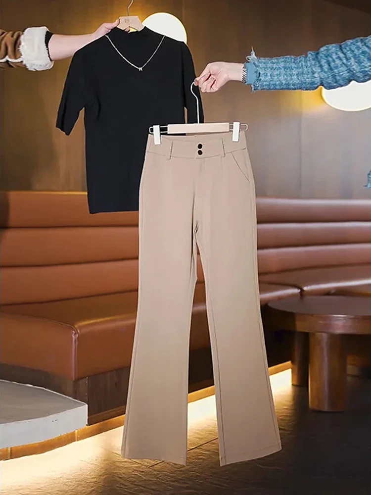 

High Waist Slim Office Flare Pants New Women Spring Summer Ol Suit Pantalones Elegant Straigh Formal Big Size 4xlTrouser B300