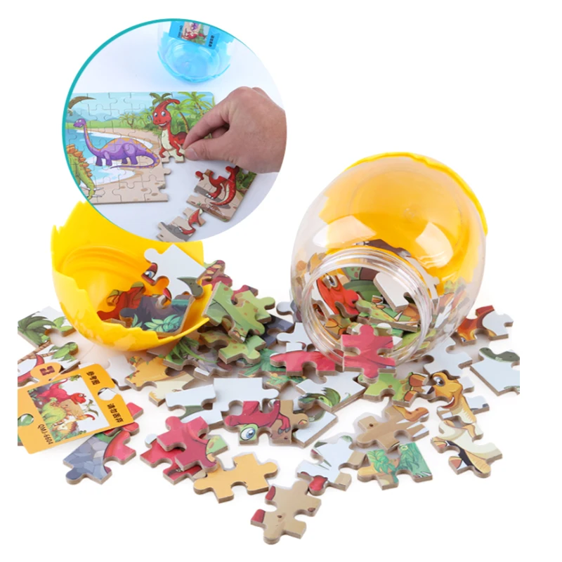 60 Pieces New Dinosaur Egg Wooden Puzzle Kids Education Puzzle 3-4-5-6 Years Old Wooden Toy Puzzle Model p165