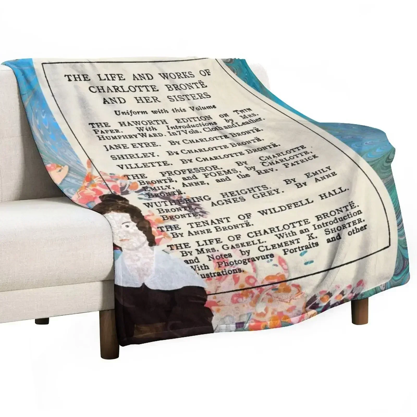 Bronte Complete Works Marbled Paper Collage Throw Blanket Warm Bed covers Hair Stuffeds Baby Beautifuls Blankets