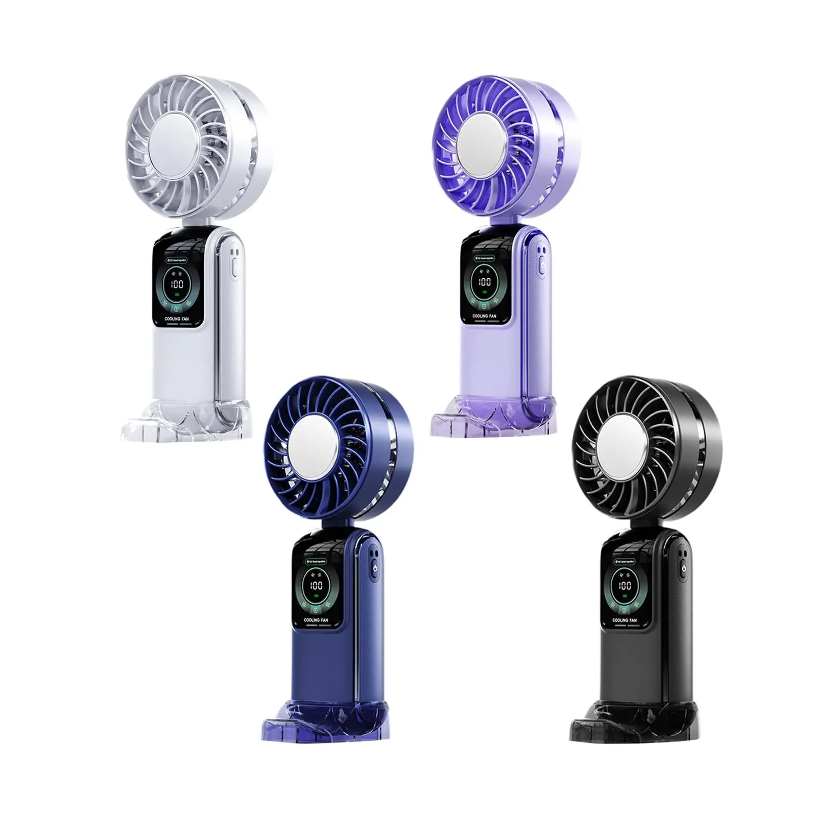 مروحة تبريد منخفضة الضوضاء قابلة للطي، مروحة شخصية للتحكم في زر عملي 100 سرعة قابلة للتعديل للصيف والمكتب والسفر والتخييم الرياضي