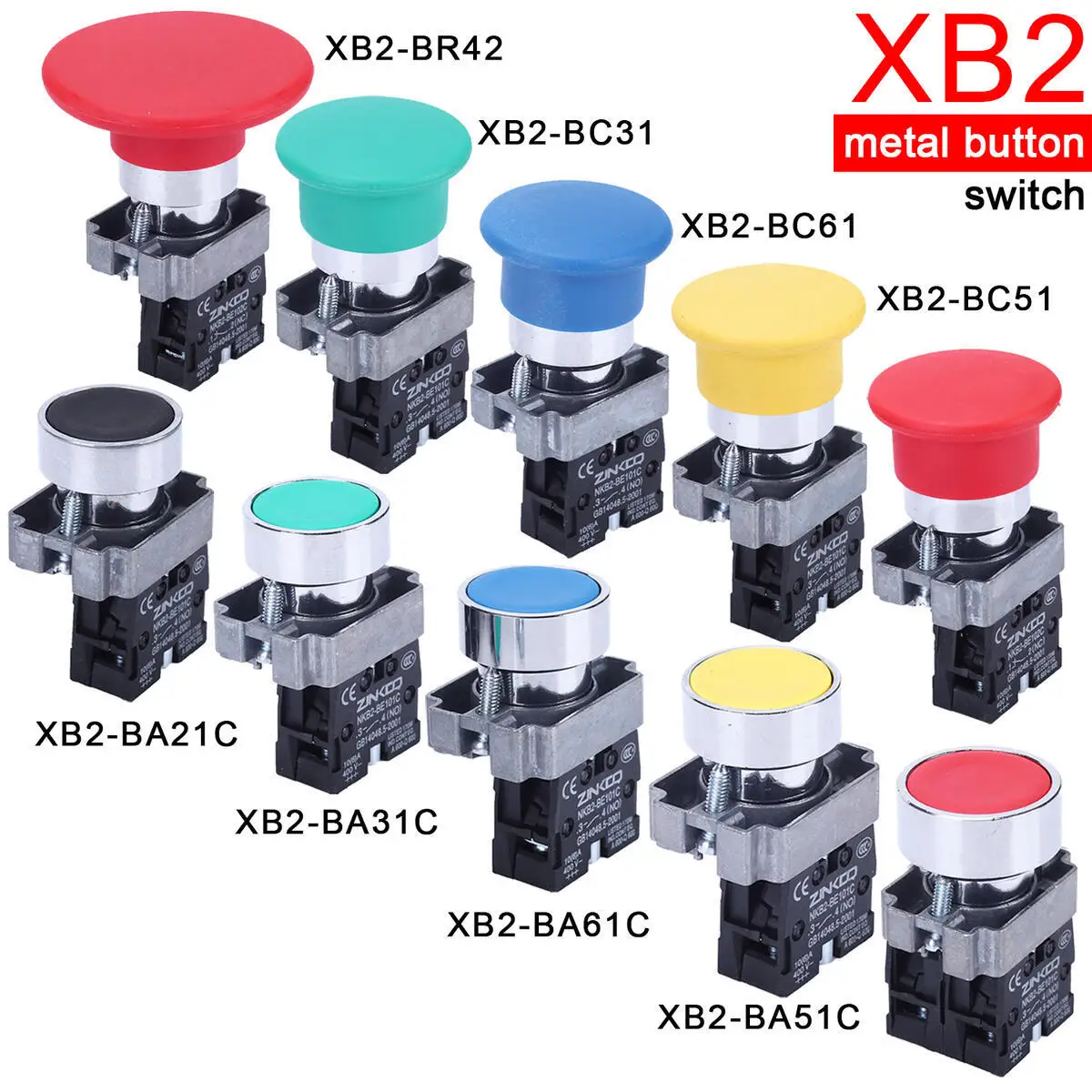 XB2-BC21 BC31 BC51 Momentary Push Button Switch Mushroom 10A Self-Reset XB2-BC42 XB2-BA11 XB2-BA21 XB2-BA31 XB2-BC42 XB2-BA51