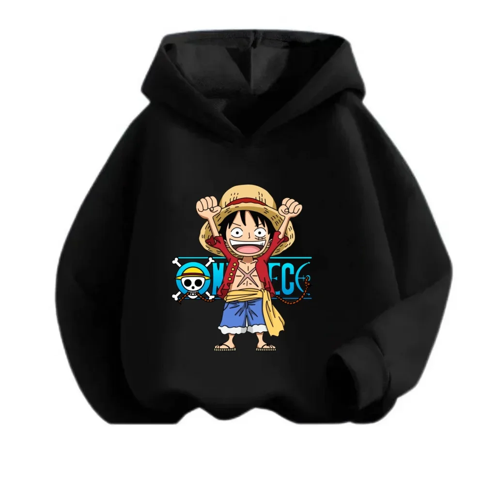 

2025 One Piece Luffy Print Kids Hooded Pullover Hooded Cosplay Harajuku Casual Tracksuit Cool Cartoon Hoodies Casual Sweatshirt