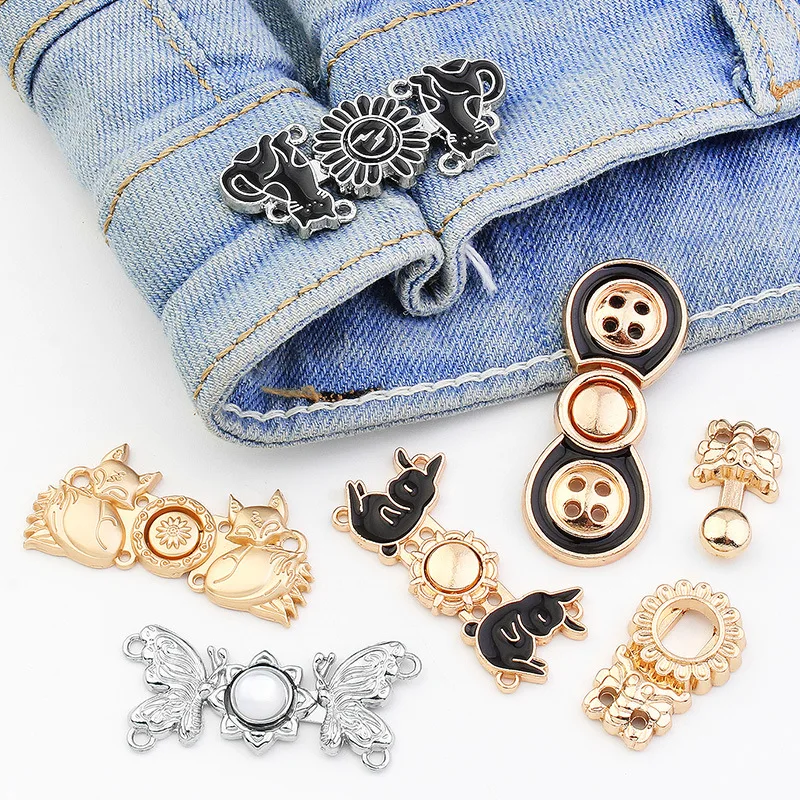 Sewing Detachable Metal Buttons Snap Fastener Pants Pin Retractable Chinese Cheongsam Buckles Jeans Perfect Fit Reduce Waist