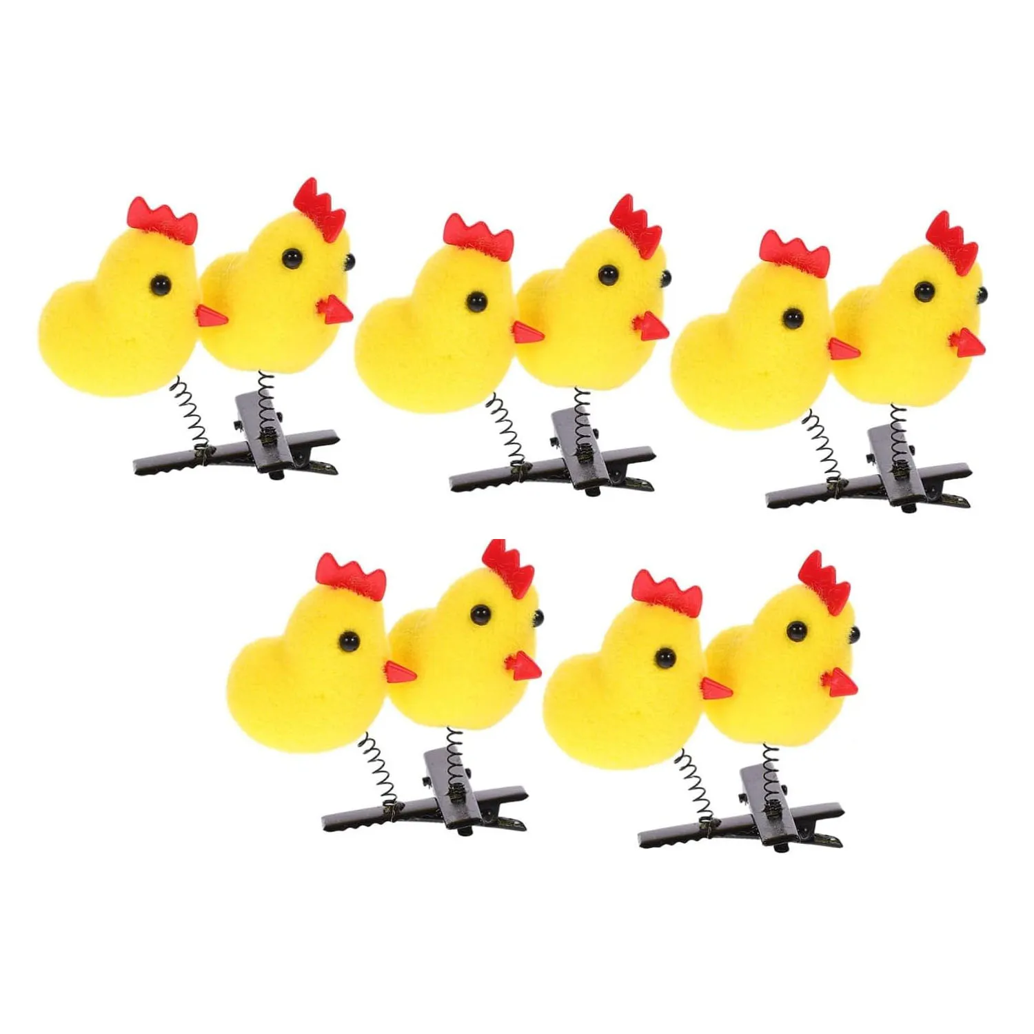 10pcs Cute Chicken Hair Clips for Women Spring Loaded Yellow Chick Hair Accessories Non Slip Clips for Ponytails