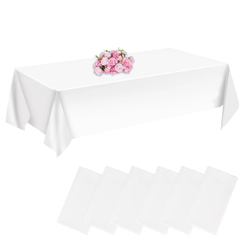 White Disposable Plain Peva Thickened Tablecloth 137×274cm Solid Colour Tablecloth For Party Decoration