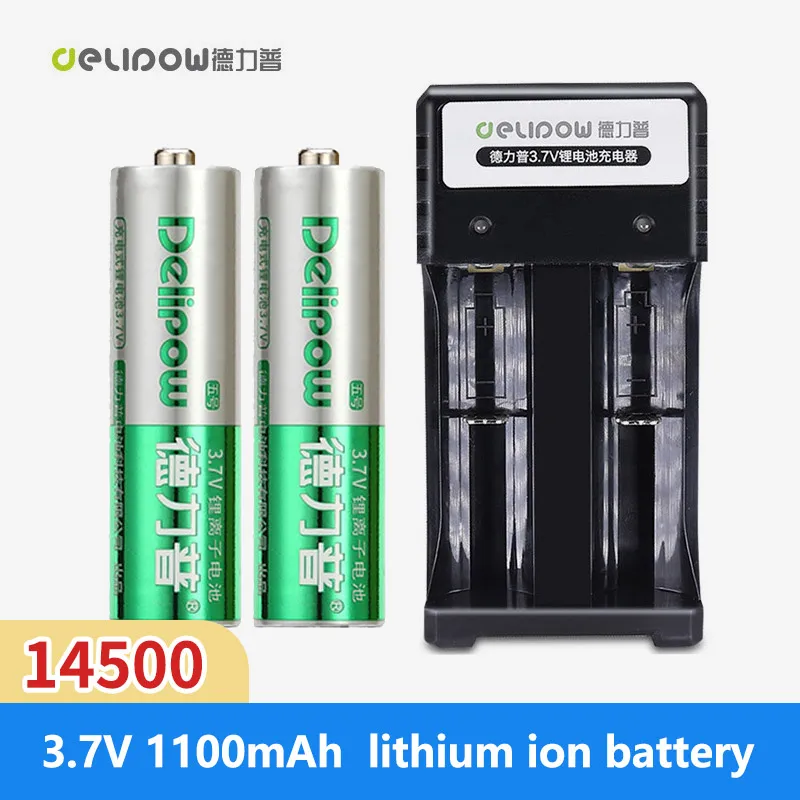 2-4pcs Delipow 14500 Battery 3.7v 1100mah 14500 Lithium Ion Rechargeable Battery For Flashlight AA-size Not for 1.5V AA Devices