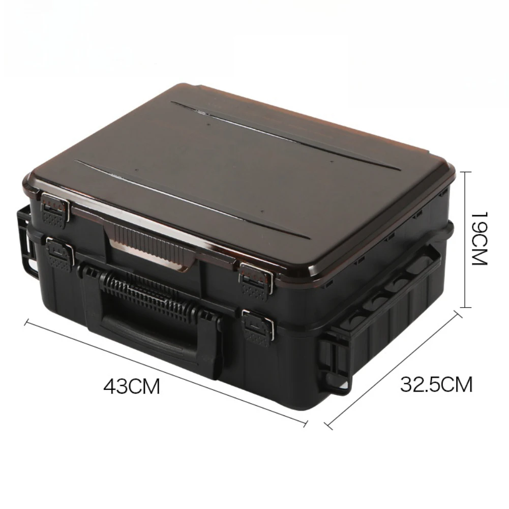 Fishing accessory box double layer design portable handheld with ventilation holes movable partitions and fixed lock buckle