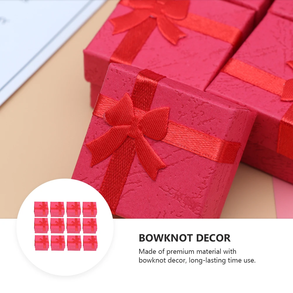 

12 Pcs Box Storage Case Gift Holder Present Container Bowknot Design For Ring Present Storage Holder Earrings Christmas