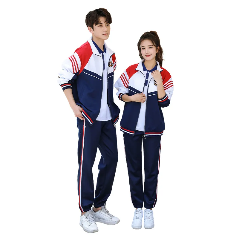 C004 Middelbare School Uniform Sport Meet Openingsceremonie Sportkleding Klasse Casual Outdoor Pak Heren En Dames Tweedelige Set