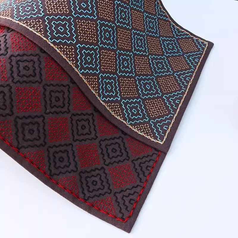 

Persimmon Pattern Sashiko Coaster DIY Kit, 2-Color Embroidery Starter Set for Tea Mat, Placemat, Table Decor 24x38 cm