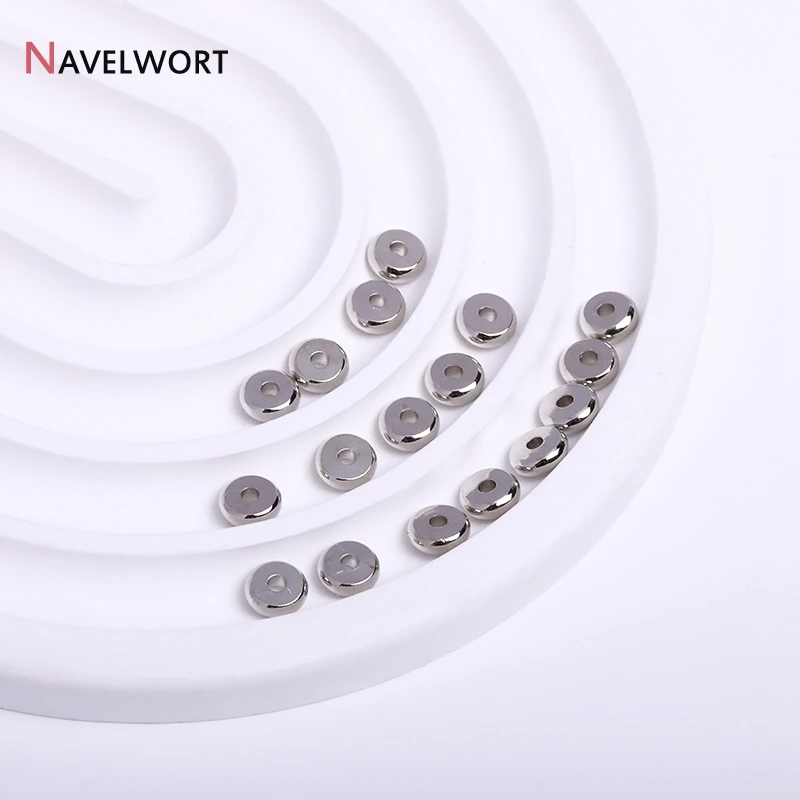 3/4/5/6/8/10 مللي متر المعادن الخرز المسطح 14K/18K مطلية بالذهب خزر عازل ل قلادة سوار ذاتي الصنع صنع الملحقات ، مواد المجوهرات #5