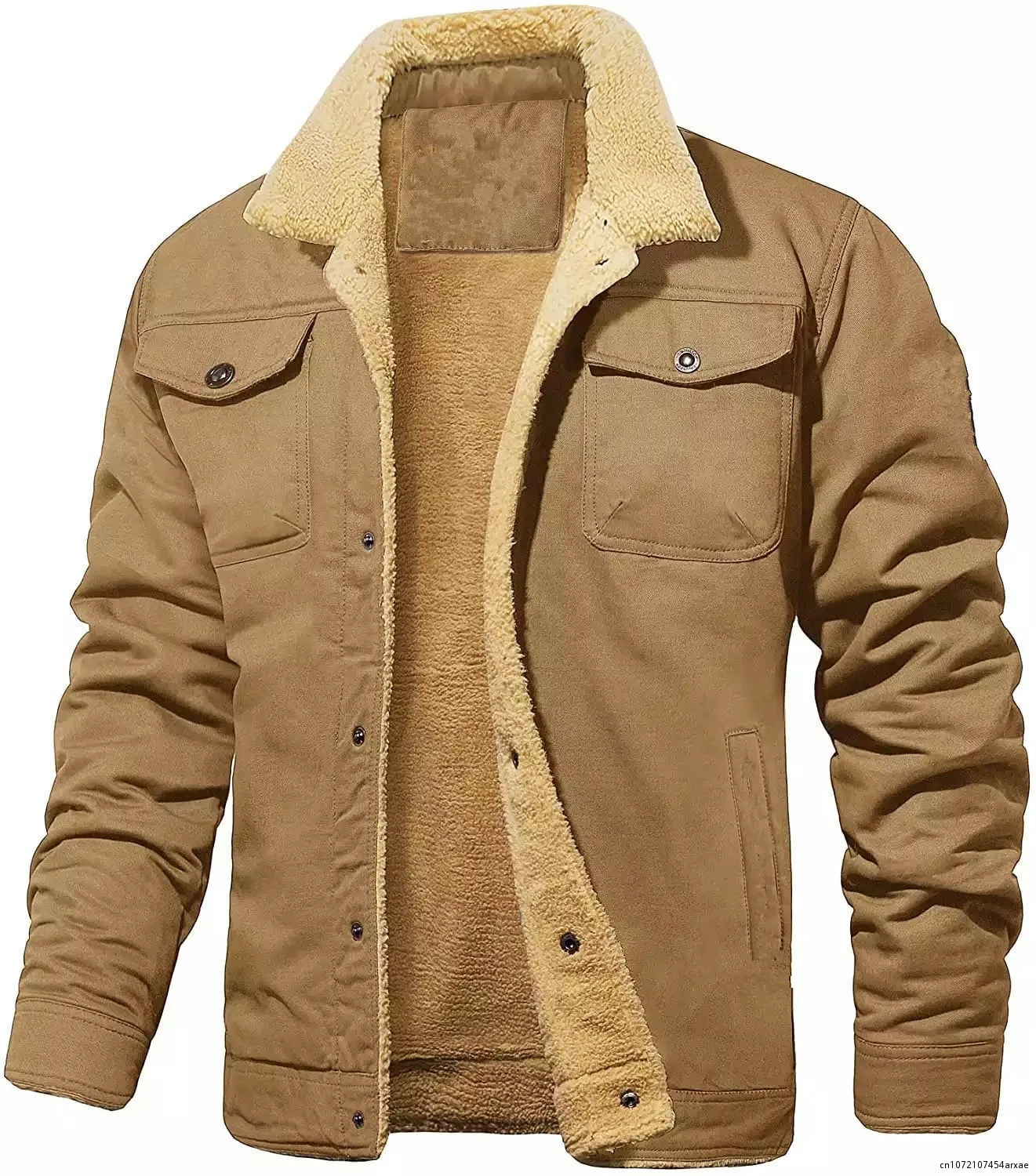 Parka militaire à col plissé pour hommes, pardessus DulCargo, vêtements de combat, vestes en coton, manteau Sherpa, vert, hiver