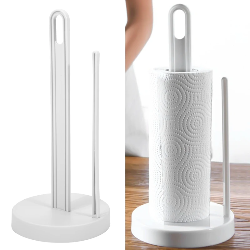 Toilet Kitchen Paper Towel Roller Tissue Holder Plastic Rack Desktop Floor Vertical Napkins Stand Bathroom Storage