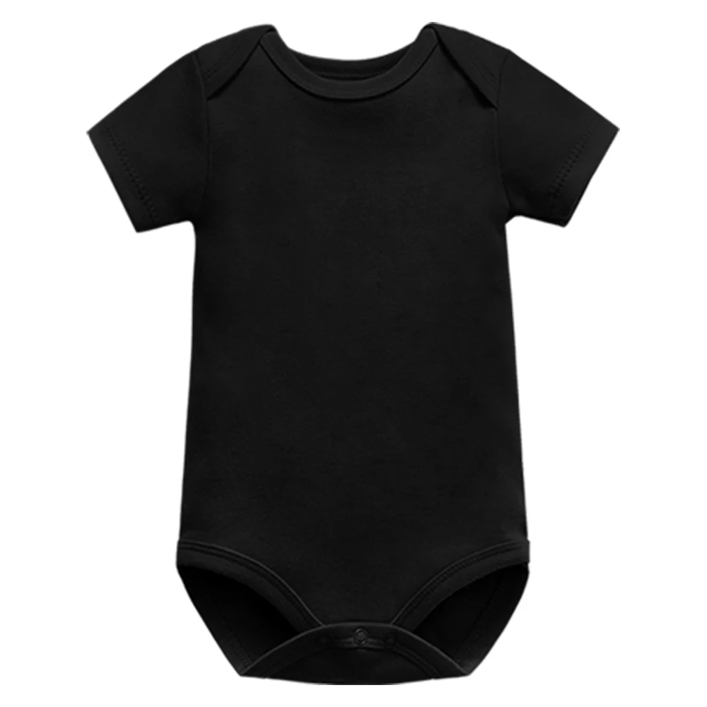 Combinaison d\'été à manches courtes pour bébé, barboteuse en coton, blanc et noir, vêtements pour nouveau-nés garçons et filles, 0-24 mois