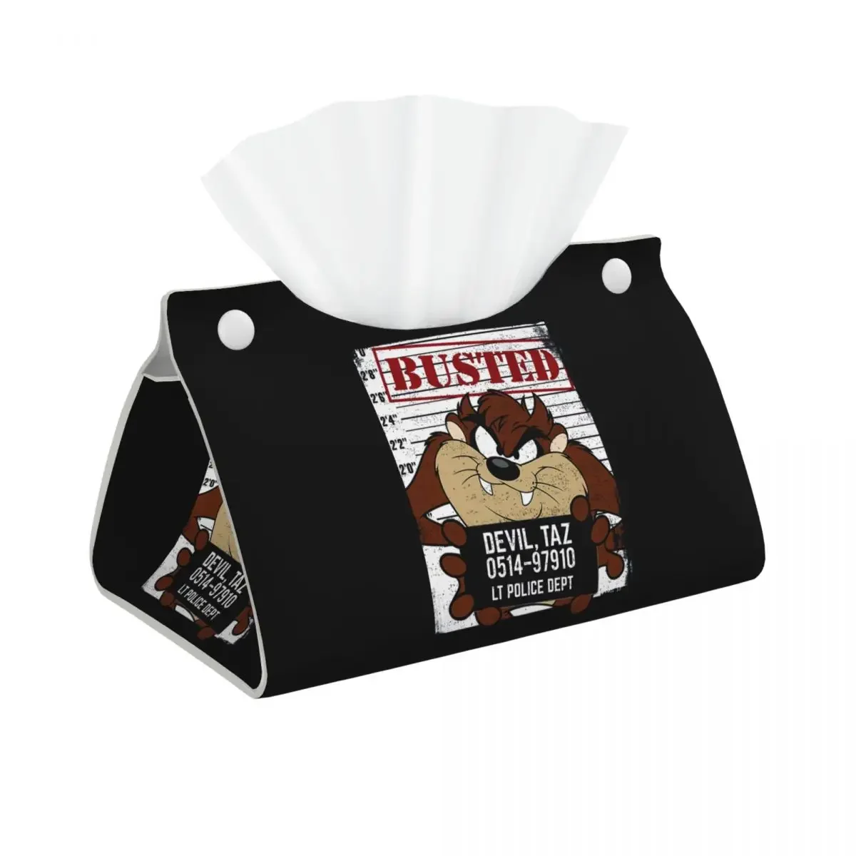 Custom Cartoon Anime Taz Tasmanian Devils Tissue Box Cover PU Leather Rectangular Facial Tissues Holder for Car