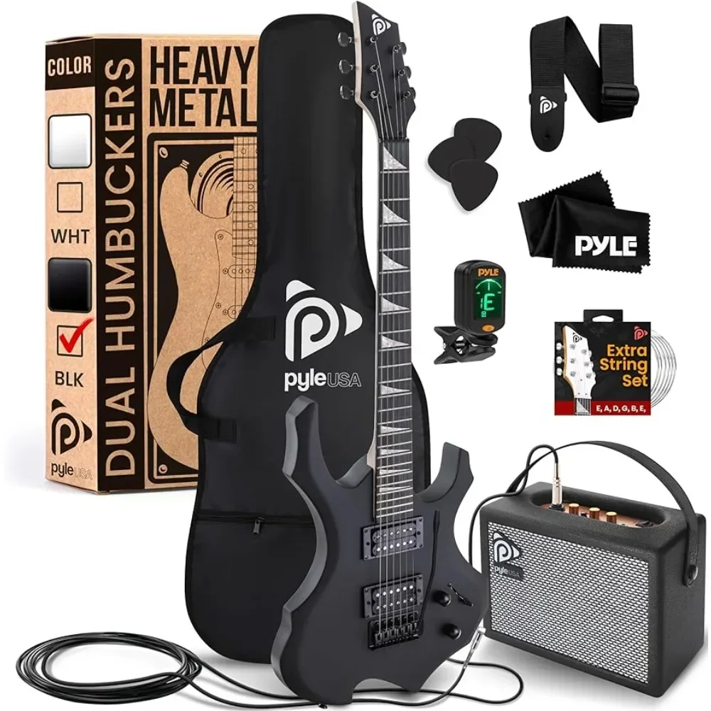 

Heavy Metal Electric Guitar Axe w/ Amplifier Kit, Full Size Instrument w/ Practice Amp & Accessories, Black Freight free