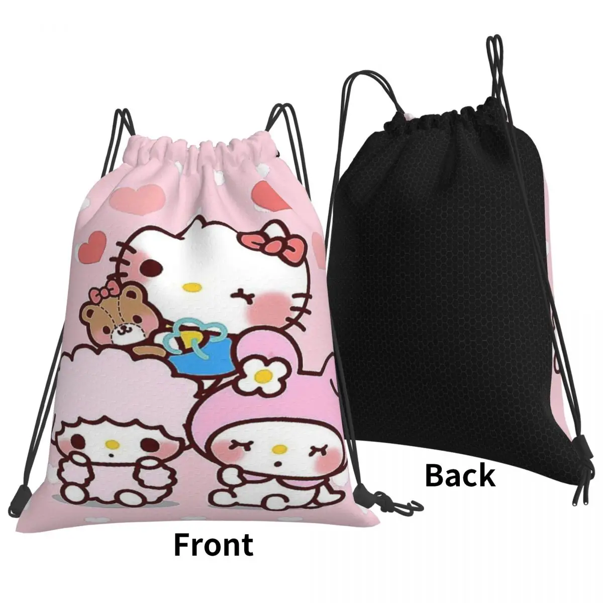 Custom Patroon Logo Trekkoord Tas Sanrio Reizen Rugzak Student Opbergtas Schooltas ꦫ