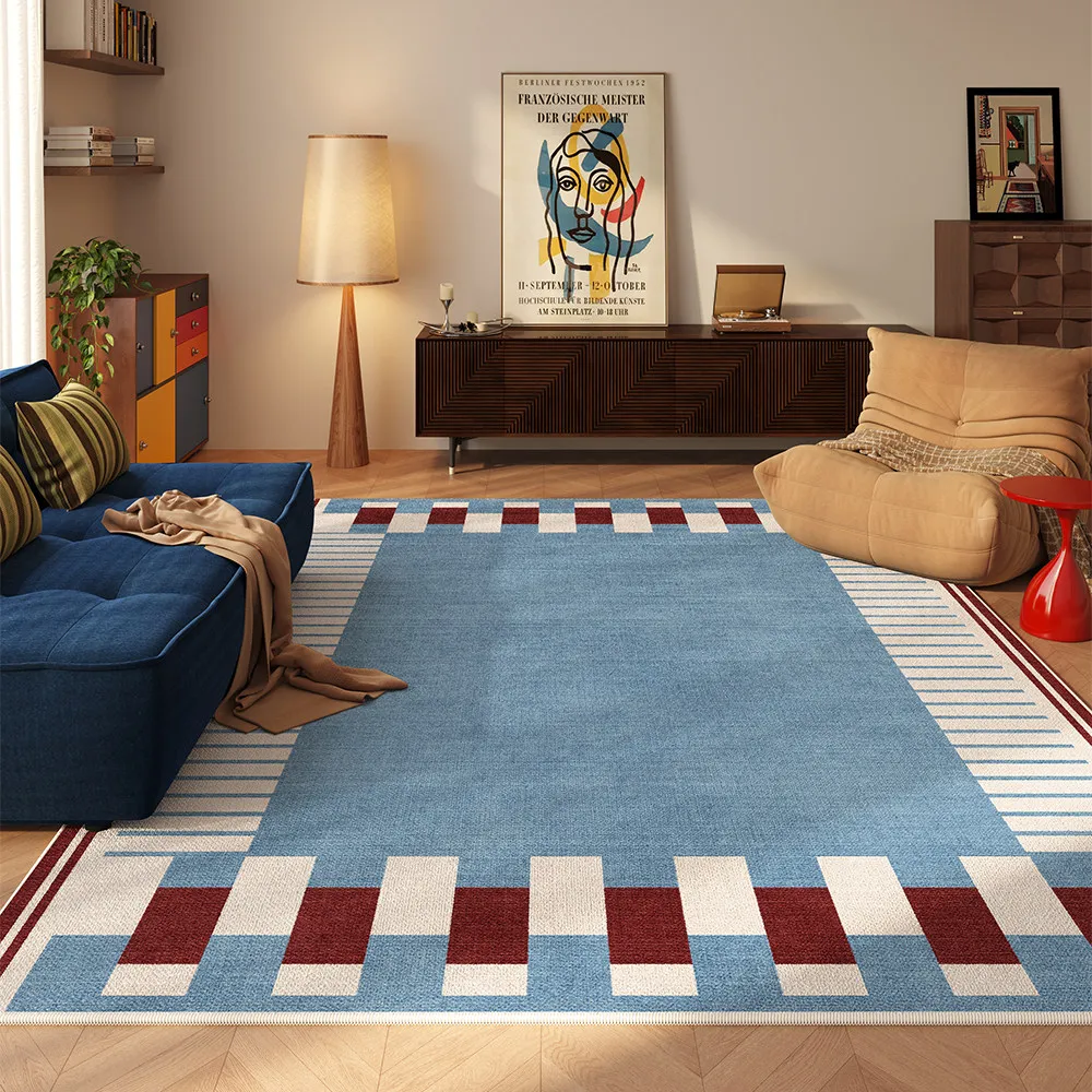 VIKAMA Mid Century Modern Yellow Striped Rug – Non-slip Soft Living Room Home Decor