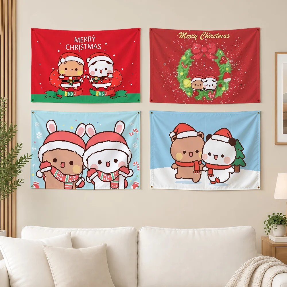 Cute Christmas Dudububu Flag Durable Outdoor Decoration Indoor Design Patio Festive Classic Pole Wall Room Banner