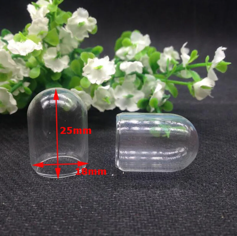

50pcs 25*18mm tube glass globe bubble diy glass dome cover glass bottle vial pendant necklace Wedding diy decoration accessories