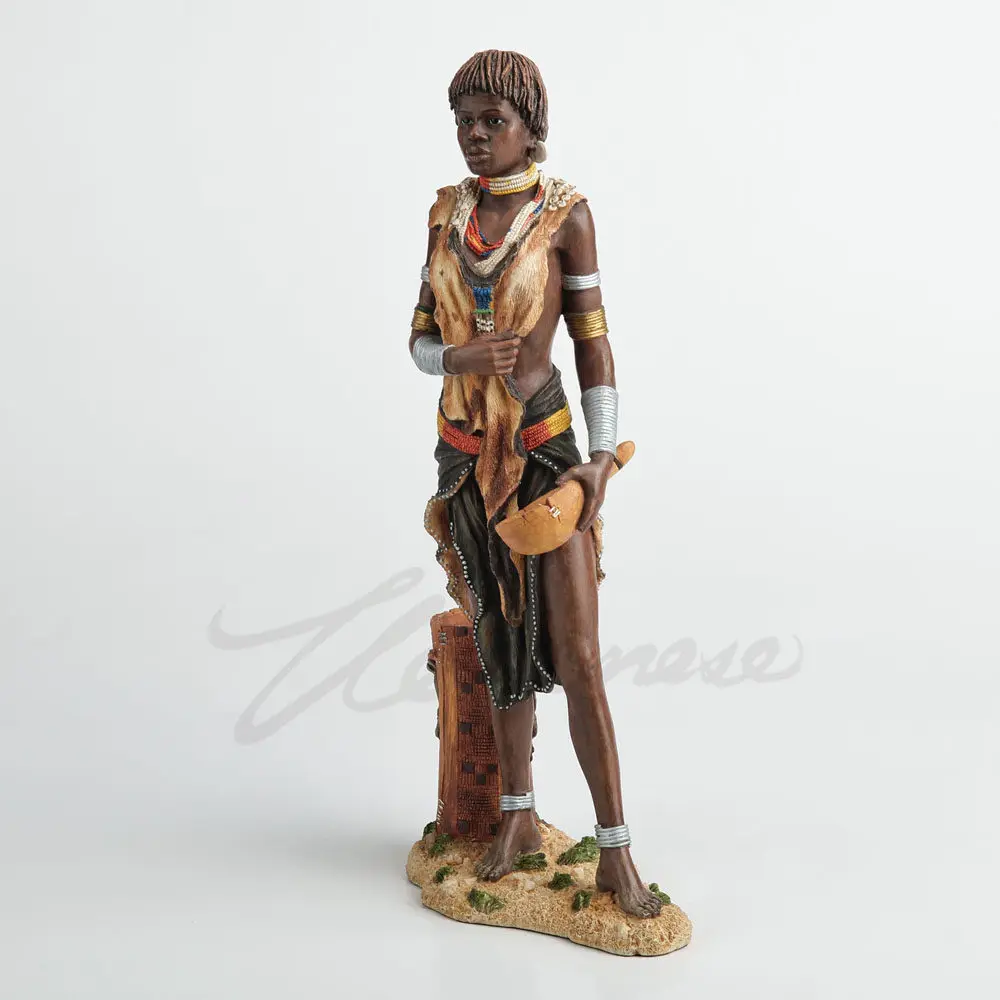African Tribal Woman Statue Resin Figurine Hand Painted Home Office Decoration Collectible Sculpture Home Ornament Birthday Gift