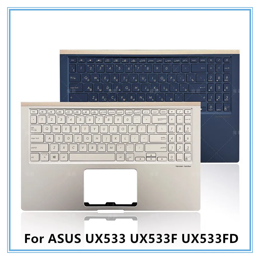 

New Palmrest Keyboard With Backlit For ASUS UX533 UX533F UX533FD Laptop Palmrest Upper Cover US/RU Bilingual Keyboard