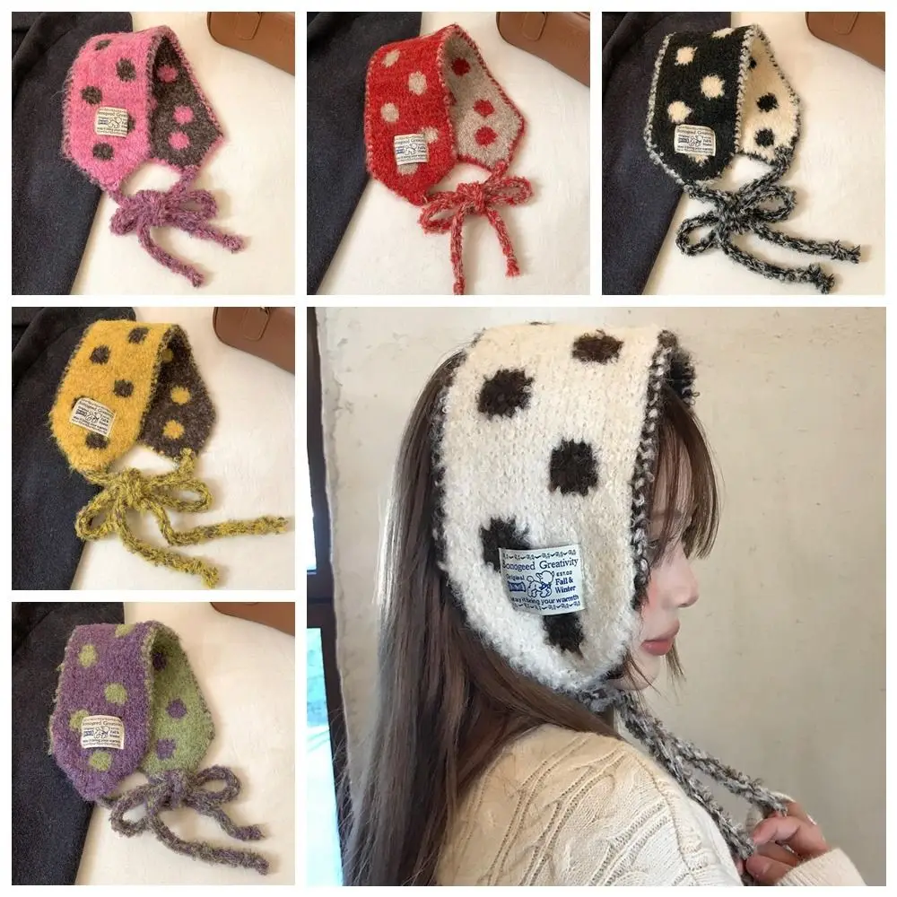 البولكا نقطة الصوف Strappy غطاء للأذنين مزدوجة الجانب رشاقته محبوك الأذن أدفأ يندبروف سدادات حماية الأذن حزام ضمادة Earlap #6