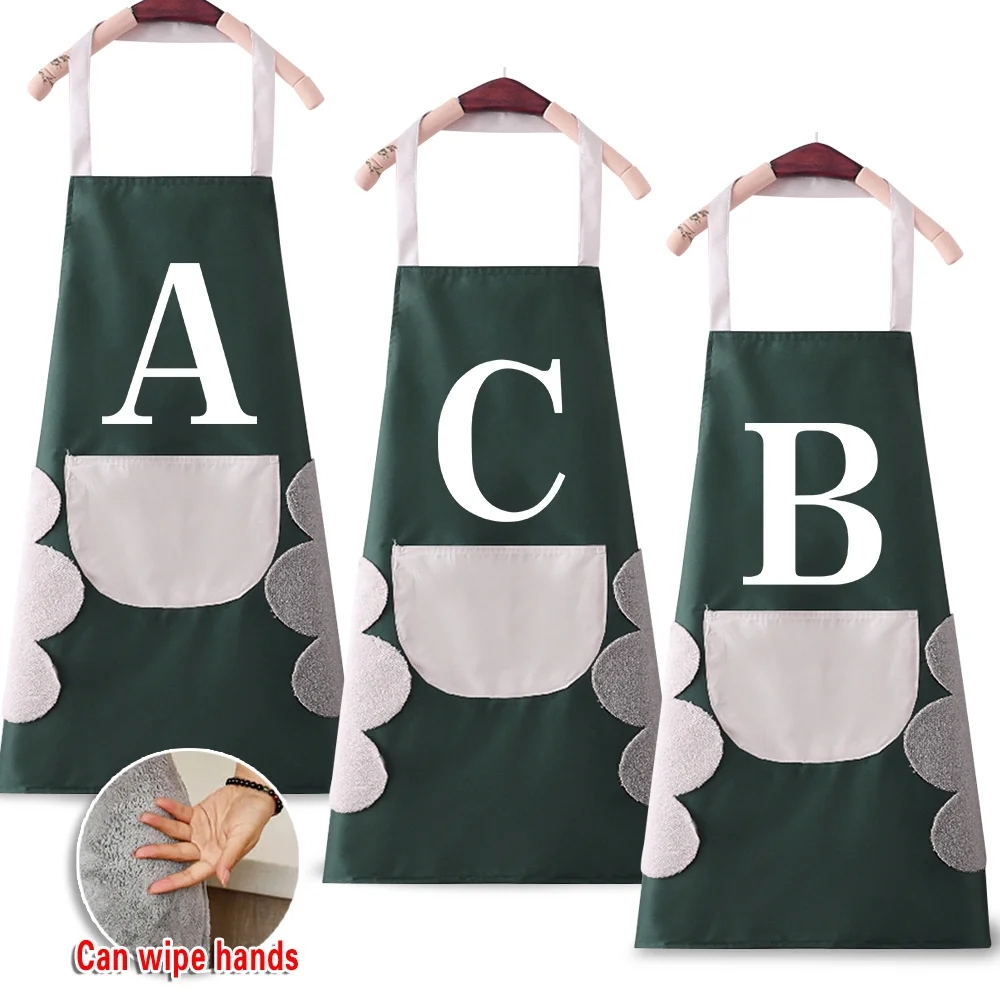 Cooking Work Clothes Light Thin with Pockets Can Wipe Hands Flower Shop Work Clothes Apron Sleeveless Apron White Letter Pattern