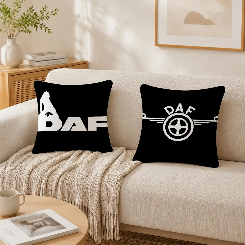 D-DAF Truck Logo Cushion Cover Plush Decorative Pillow Case With Hidden Zipper Cutecore Room Decor For Home