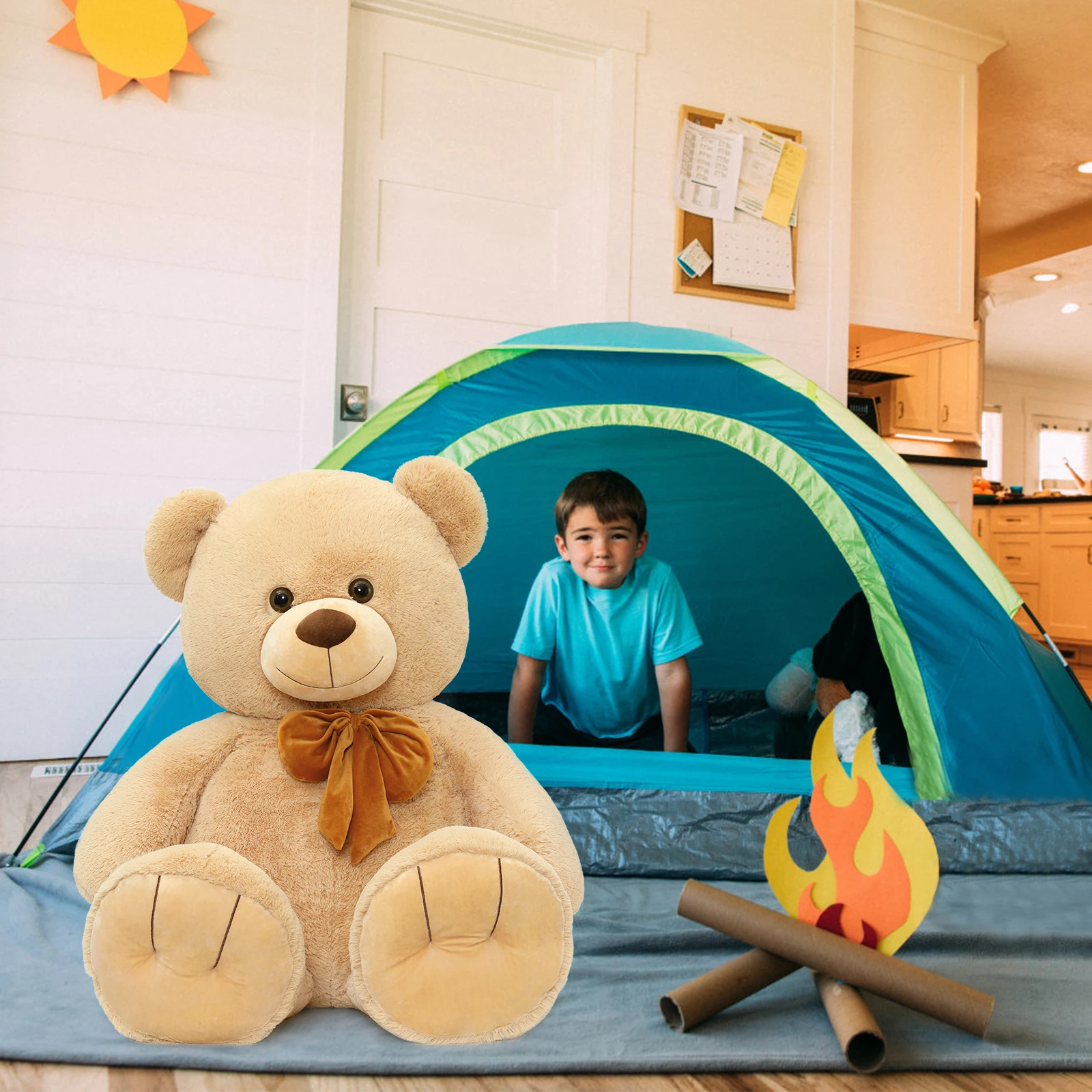 Orsetto gigante Tezituor da 5 piedi, morbido orsetto di peluche da 59 pollici a grandezza naturale, orsetto di peluche, regalo di compleanno di Natale di San Valentino