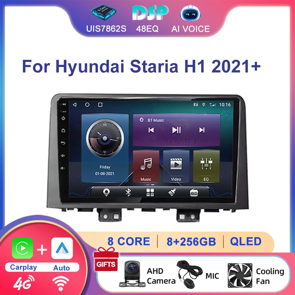 10 Inch 4G DSP Android Audio Carplay Stereo Car Gps Navi System 1280*720 Screen Carplay Radio Player For Hyundai Staria H1 2021+