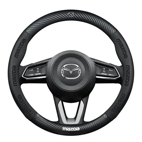 Car Steering Wheel Covers Carbon fiber Suede For Mazda 3 5 6 SKYACTIV Axela Atenza CX30 CX5 CX8 CX9 MX5 RX8 RX7 BT50 Accessories