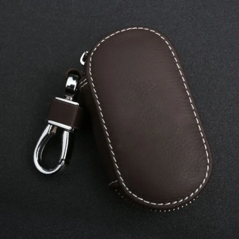 Protective Auto Universal Solid Zipper Key Cover Leather Case Car Key Bag