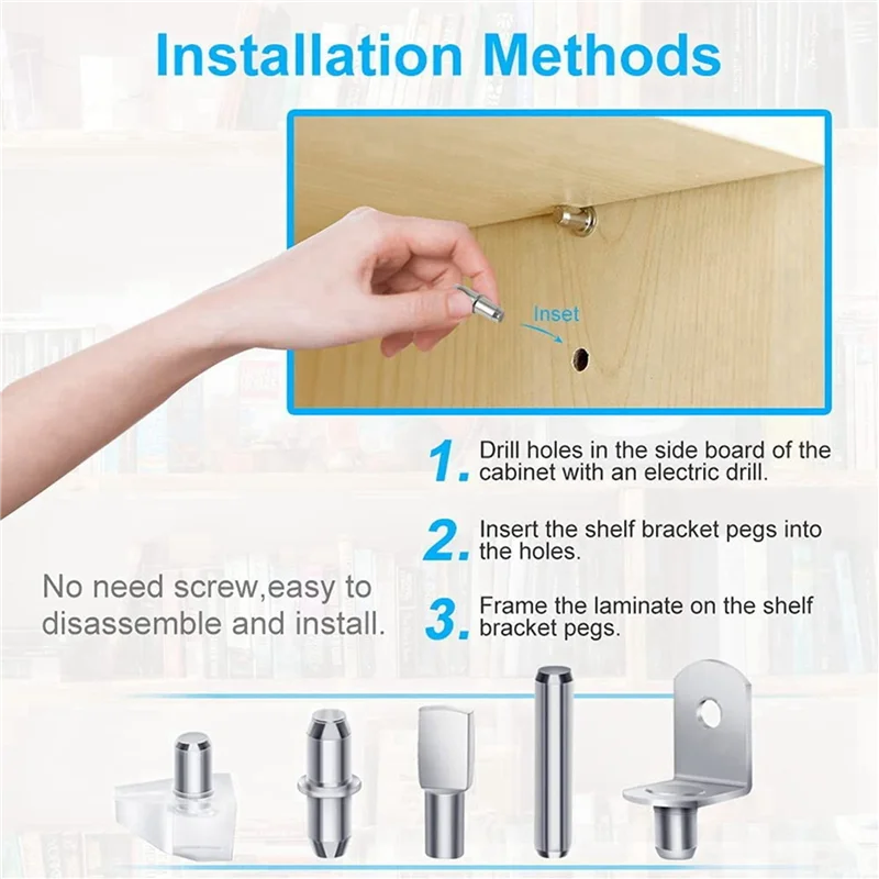 ABXF-240Pcs Shelf Pegs Kit, 5 Styles Shelf Pins Shelf Support Pegs, Cabinet Shelf Pegs For Shelves Bookcase Bookshelf Pegs