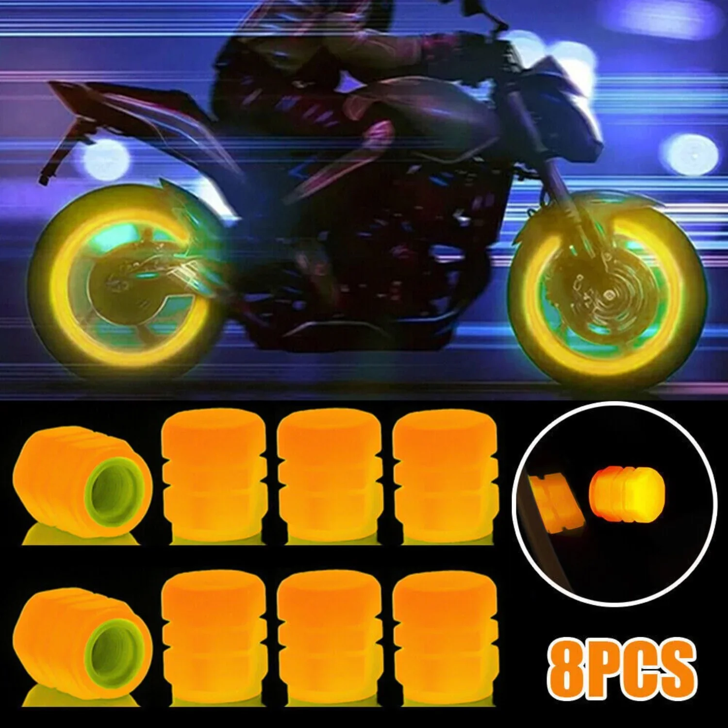 4-20PCS Luminous Tyre Valve Cap Auto Motorbike Bicycle Universal Wheel Valve Dust Caps Fluorescent Decoration Car Accessories view 3