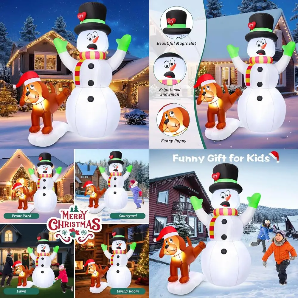 

Inflatable 5.5ft Snowman with Peeing Puppy Dog, LED Lighted Christmas Yard Decor, Fun Outdoor Xmas Gift