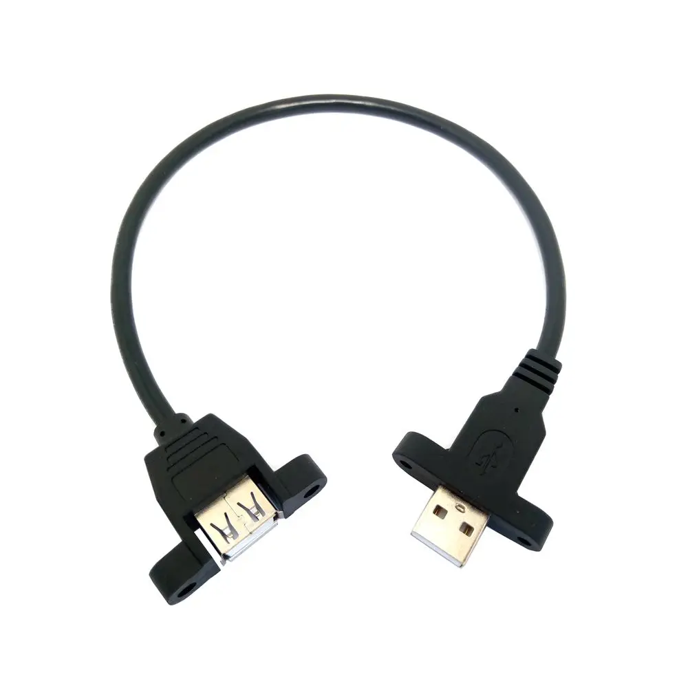 USB 2.0 A Plug to USB2.0 Female Extension Molded Plate Mount Extension Port Cable With Screws Male to Female Panel