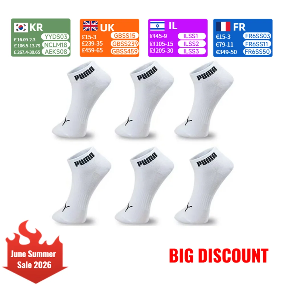 

PUMA Anti-Slip Socks: Soft, Comfortable, Breathable, Low-Cut Sports and Casual Socks (Unisex) White, 3-Pack 181534002-300-035