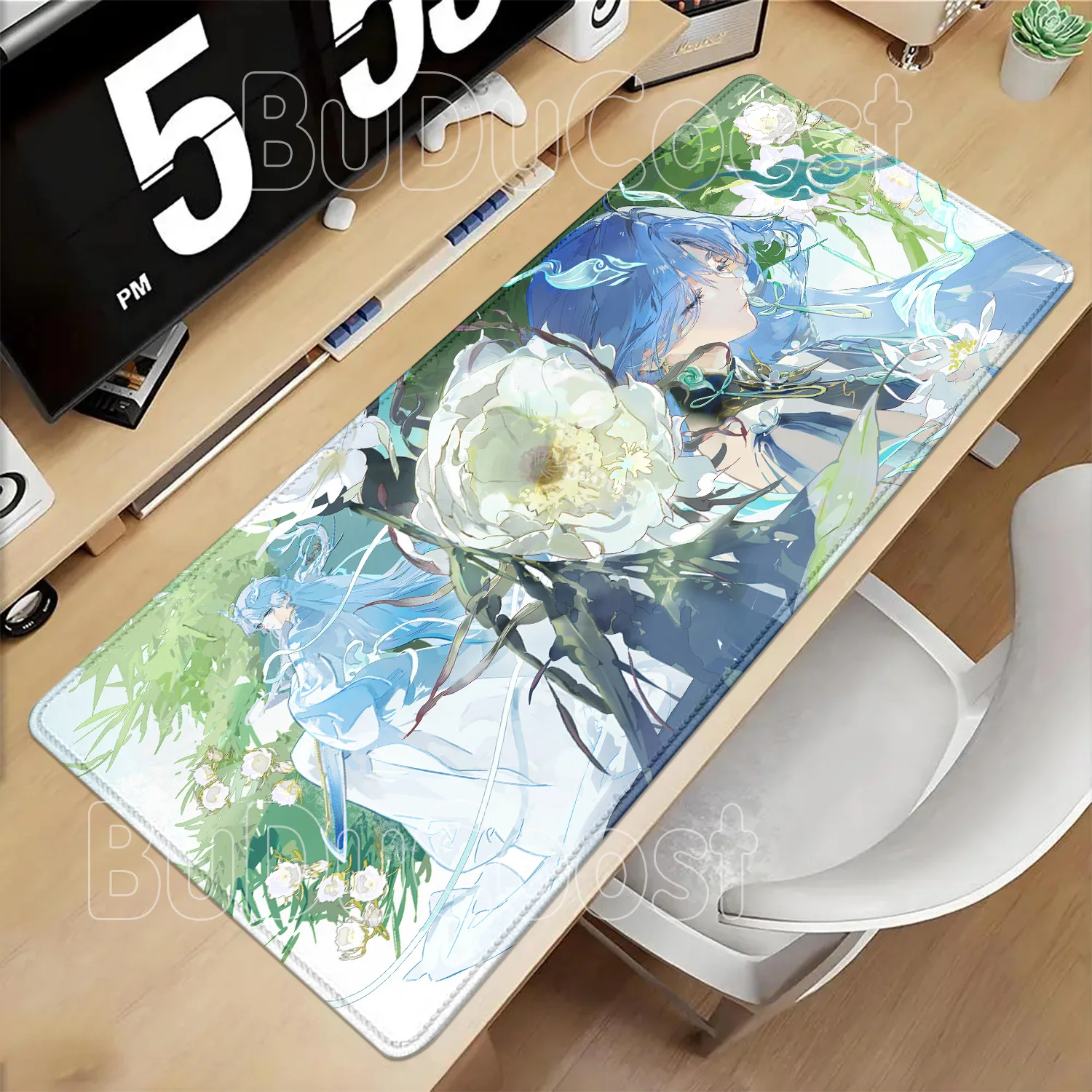 Anime Sexy Girl Qingxiao Wuthering Waves WuWa Mousepad PC Gaming Keyboard Large Non-slip Base Rubber Desk Mat HD Printing Carpet