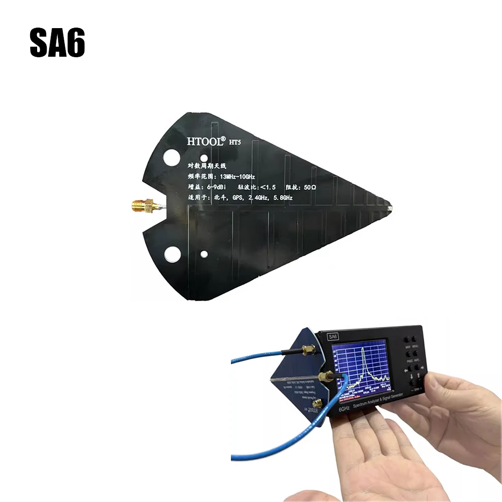 

SA6 HT5 Portable Log Periodic Antenna 1300MHz-10GHz Wideband High Gain 6-9dB 50Ω For VHF UHF SHF Communications Radar HTOOL