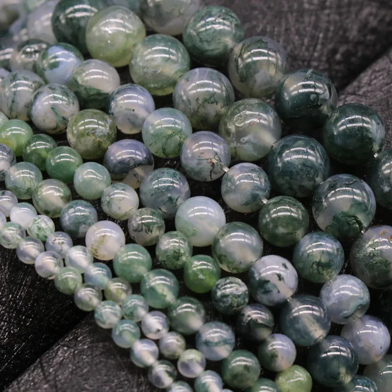 natural stone beads Moss Agate Bead strands for Jewelry Making 8mm 6mm 4mm