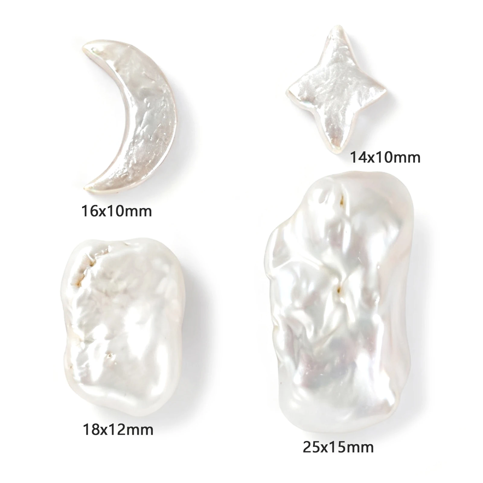 1pc Natural Pearl Baroque Beads Geometric Moon Star Drilled White Spacer Bead For DIY Jewelry Making Necklace Bracelet Findings