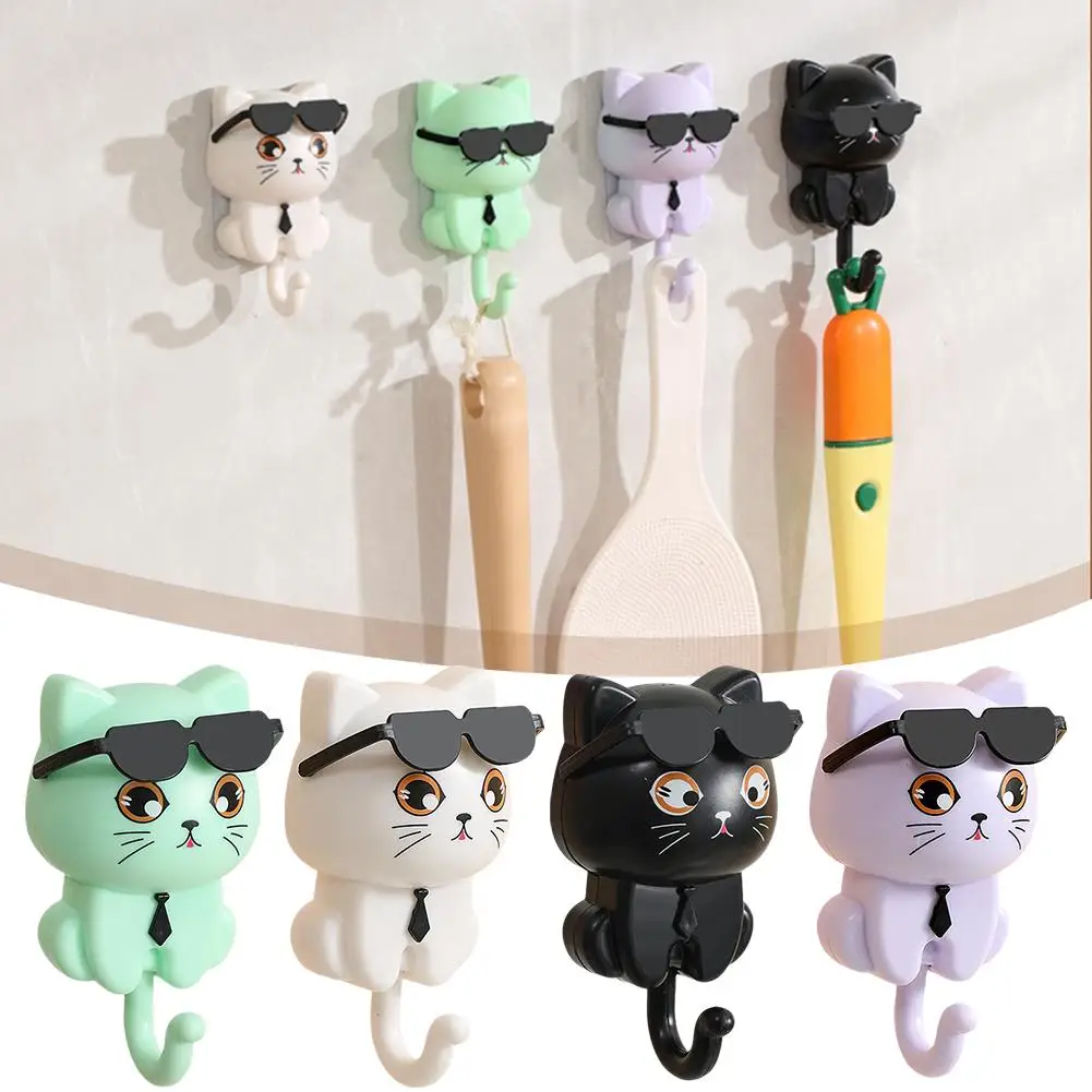 1pcs Kitten Hooks Cartoon Cats Gravities Induction Decorative Hooks Storage Racks For Keys Umbrellas Towels Adhesive Hooks Z7s4