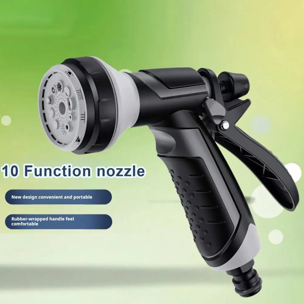 Car Wash Spray Nozzle Non-Slip Handle Watering Gun 10 Adjustable Patterns High Pressure Water Hose Sprayer Nozzle Accessories