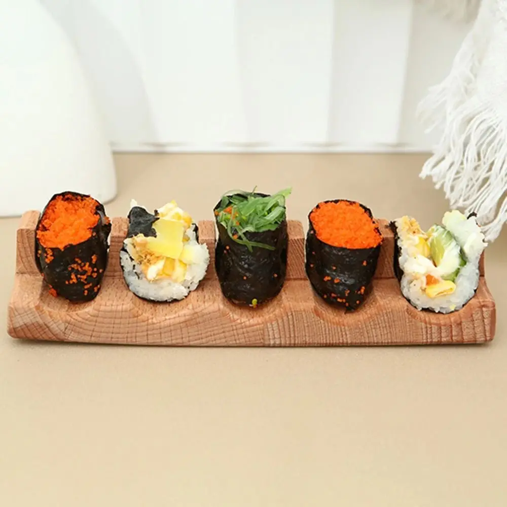 1/2/3/4/5 Slots Wooden Sushi Rack Japanese Style U-shape Sushi Serving Tray Multi Purpose Innovative Sushi Display Stand Home