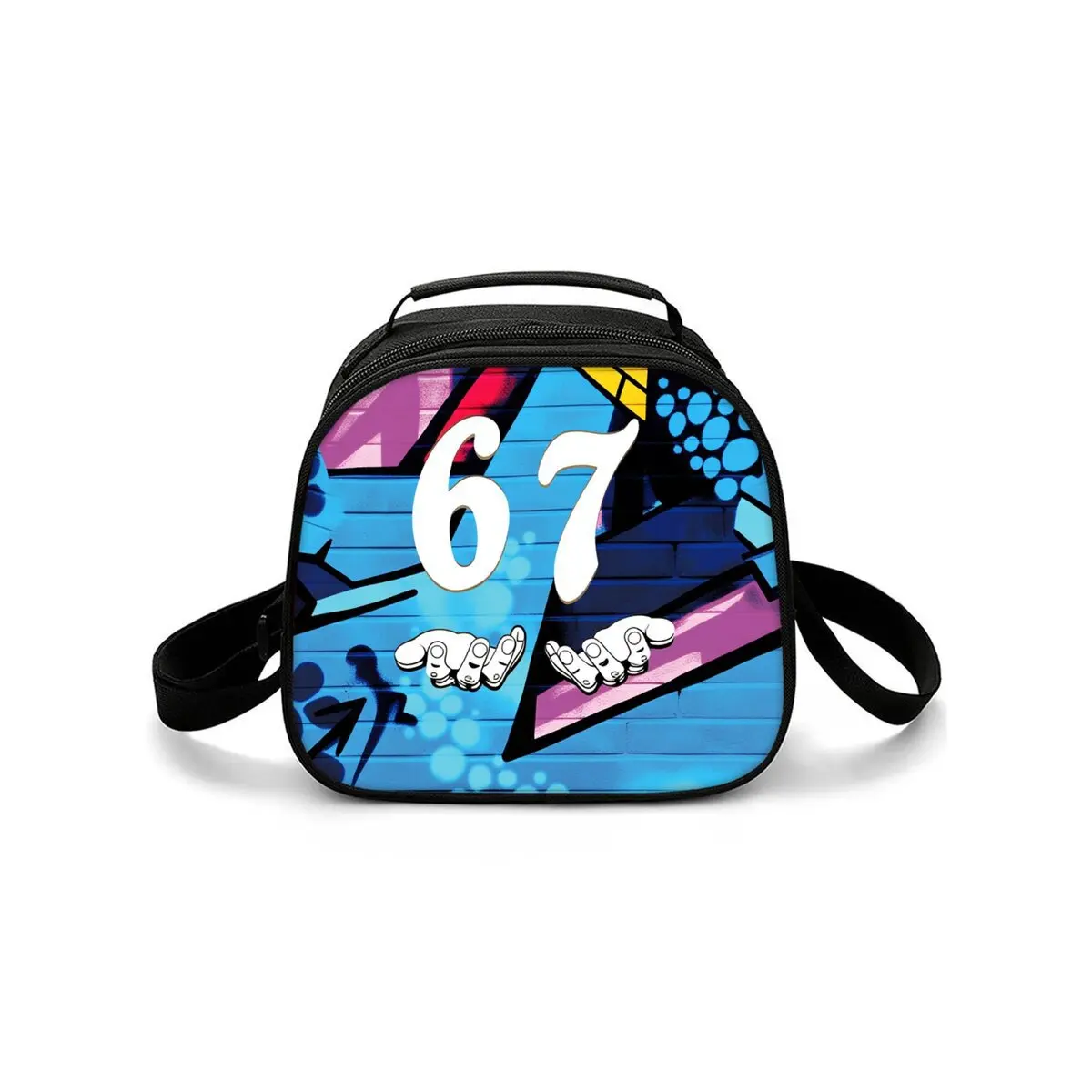 Luxury Popular Funny Crossbody 67 six seven Lunchbox Thermal insulation Food Lunch Bag 3D Printed Insulated Handbags Ice Bags
