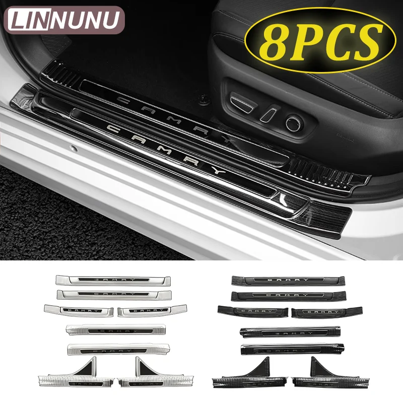 

8PCS Stainless Car Door Sill Sticker Protector Threshold Pedal Strip For Toyota camry 8th 9th gen accessories 2023 2024 2025